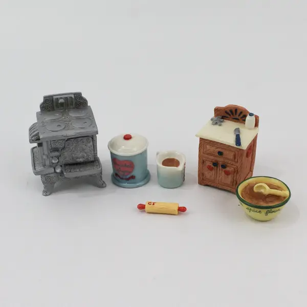 1998 Enesco Priscilla Hillman Cherished Teddies 6 Piece Kitchen Accessories Set 