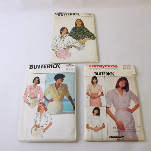 Lot of 3 Butterick Blouse Patterns 6023 3294 3692 14-18 One Size