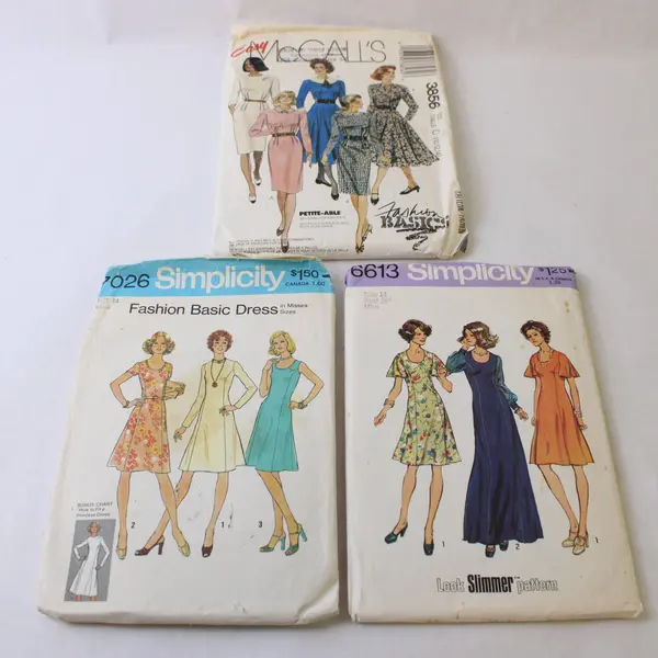 Lot of 3 Sewing Patterns Simplicity 7026 and 6613, McCall's Easy 3856