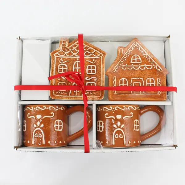 Overjoyed Boutique 4 Piece Gingerbread Cup And Saucer Set