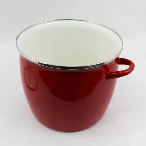 Large Red Copco Enamel Stock Pot With Glass Lid