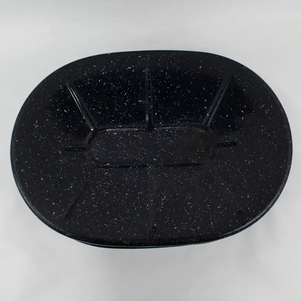 Large Blue Speckled Enamelware Roasting Pan 19 x14 Inch No Lid
