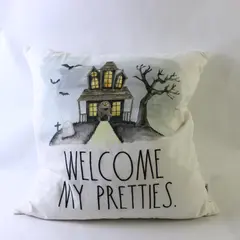 Rae Dunn Halloween Throw Pillow Seasonal Decorative Home Decor 16x16 Pre-Owned