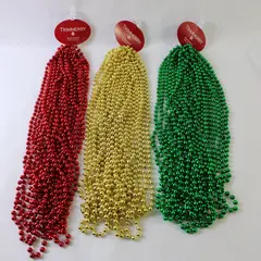 Lot of 3 Trimmerry Bead Garlands Red Gold Green Christmas 36ft each