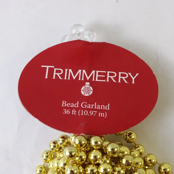 Lot of 3 Trimmerry Bead Garlands Red Gold Green Christmas 36ft each