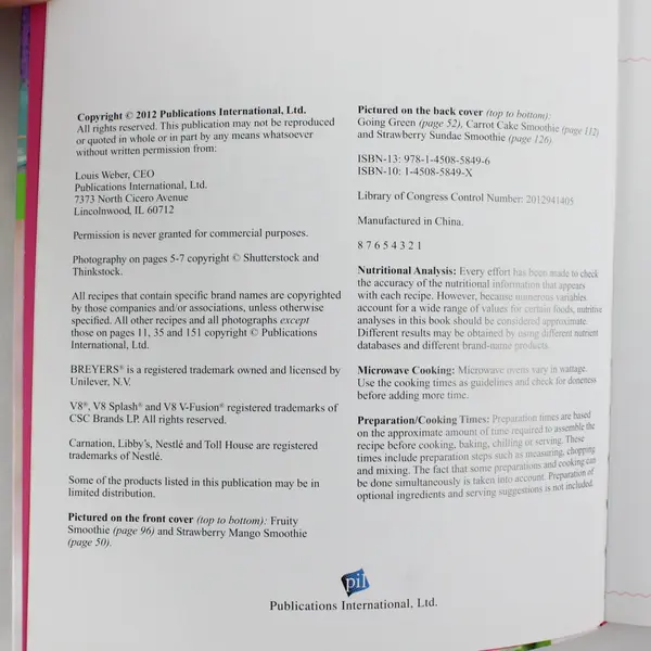The Smoothies Bible More Than 150 Refreshing Smoothies 2012 Softcover Book Good