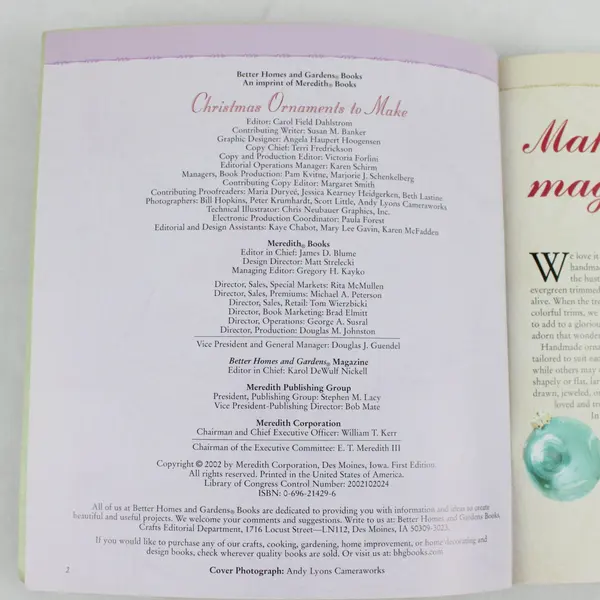 VTG Better Homes and Gardens Christmas Ornaments to Make 1st Edition 2002 PB