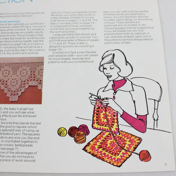Vintage Lot of 3 Crochet Pattern Books 1976 1977 & 1995 PB Good Condition