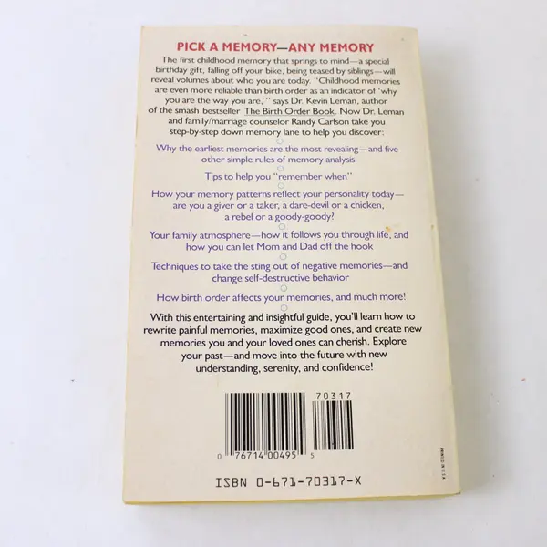 Unlocking the Secrets of Your Childhood Memories Kevin Leman Randy Carlson 1990