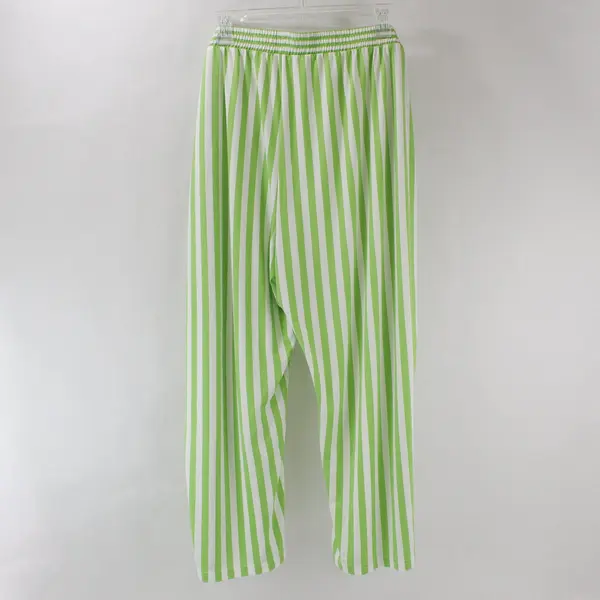 Muk Luks Women's 3X Green White Striped Button Down Short Sleeve Pajama Set