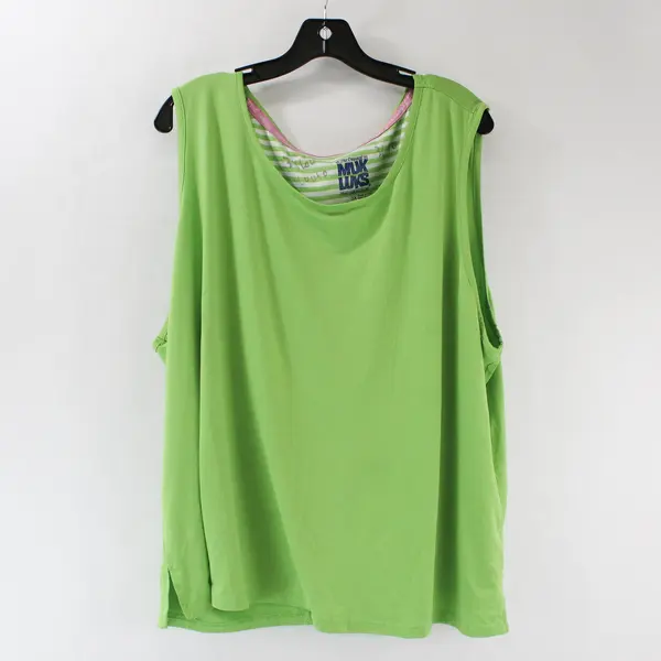 MUK LUKS Cloud Knit Pajama Tank Top Women’s 3X Sleeveless Pullover Lime Green