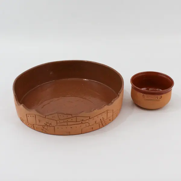 SALSA Terracotta 2-Piece Chip & Dip Set 10in Bowl 4in Dip Bowl