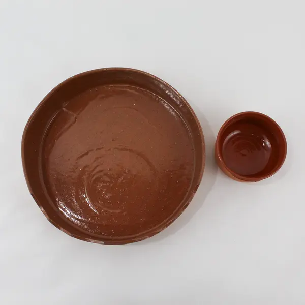 SALSA Terracotta 2-Piece Chip & Dip Set 10in Bowl 4in Dip Bowl