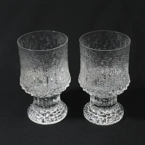 Lot of 2 Iittala Ultima Thule Clear Pressed Sherry Glasses 5in