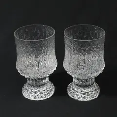 Lot of 2 Iittala Ultima Thule Clear Pressed Sherry Glasses 5in