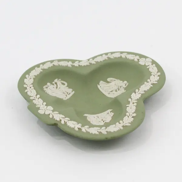 Wedgwood Jasperware Cream on Celadon 3-Section Club Ashtray Made in England