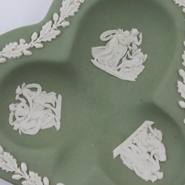Wedgwood Jasperware Cream on Celadon 3-Section Club Ashtray Made in England