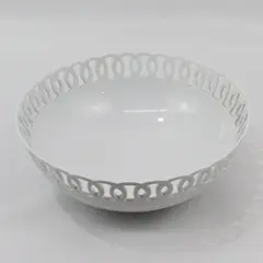 Home Essentials Basic Porcelana Reticulated Rim Porcelain Serving Bowl 10" China
