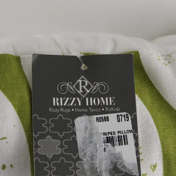 Rizzy Home Green and White 11" X 21" Throw Pillow in Style T-06131