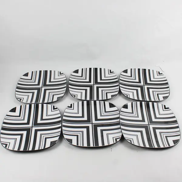 Target Home Melamine 11" Dinner Plate 6pc Set Black and White Geometric Design