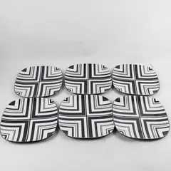 Target Home Melamine 11" Dinner Plate 6pc Set Black and White Geometric Design