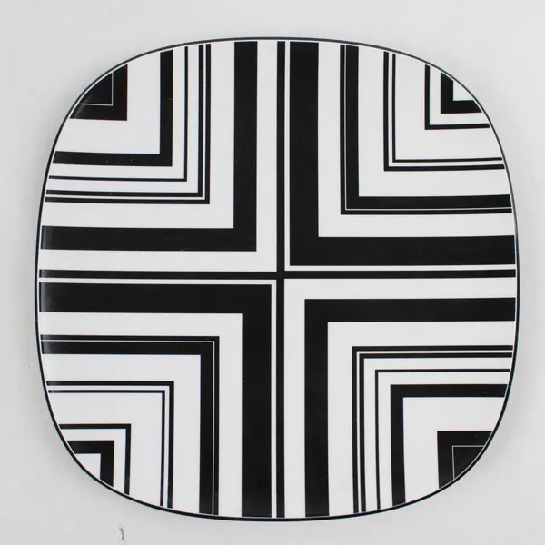 Target Home Melamine 11" Dinner Plate 6pc Set Black and White Geometric Design
