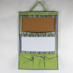 Style Selections Blue Green Striped Memo Organizer Dry Erase Cork Pockets
