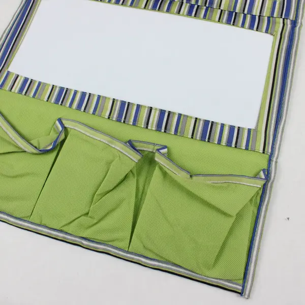 Style Selections Blue Green Striped Memo Organizer Dry Erase Cork Pockets