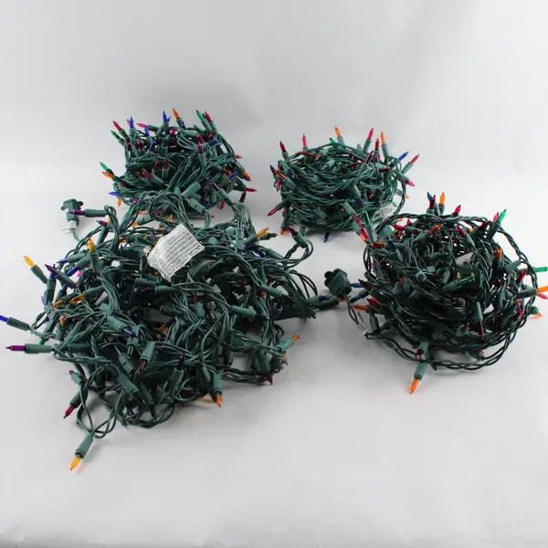 Lot of 4 Multicolor Incandescent Christmas Lights 114 ft+ Total TESTED