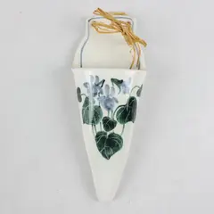 Vintage Euphemia Wesley Handmade Ceramic Wall Pocket Vase White & Blue Flowers