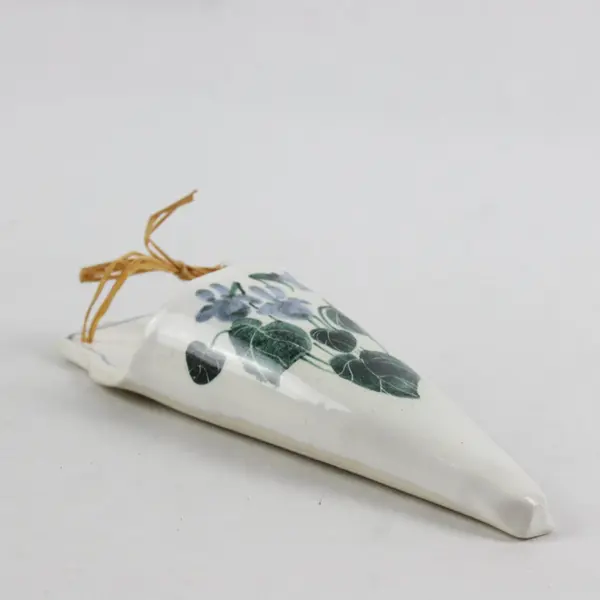 Vintage Euphemia Wesley Handmade Ceramic Wall Pocket Vase White & Blue Flowers