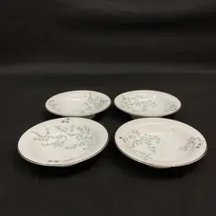  4 Vtg Noritake Pineville 5854 Wide Rim Soup Bowls White Platinum Rim 7.75"