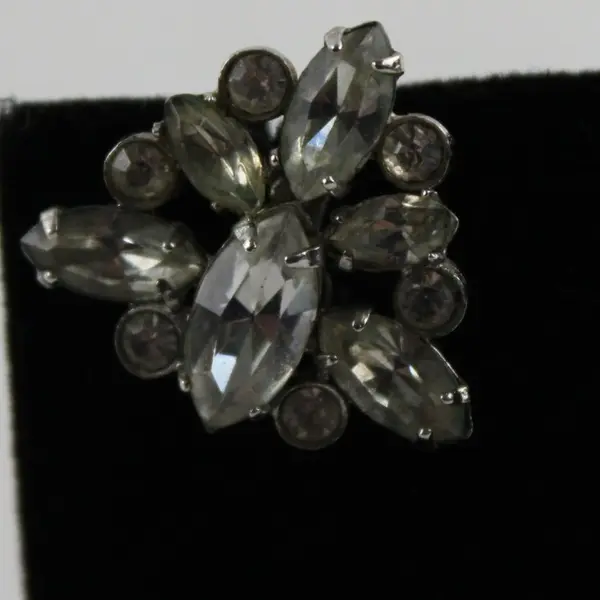 Vintage Clear Rhinestone Silver-Tone Screw-Back Earrings