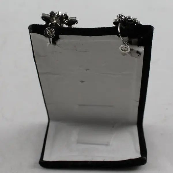 Vintage Clear Rhinestone Silver-Tone Screw-Back Earrings