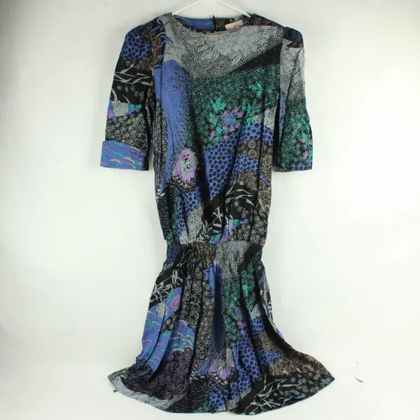 VTG 80s Jane Schaffhausen Petite Floral Drop Waist Dress Sz 8 FLAW