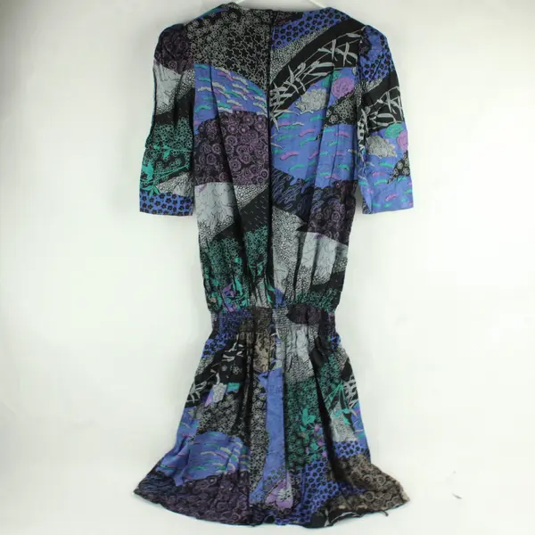 VTG 80s Jane Schaffhausen Petite Floral Drop Waist Dress Sz 8 FLAW