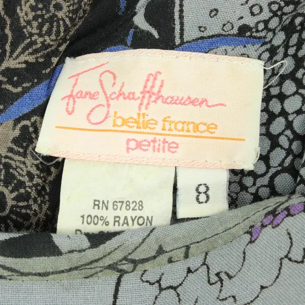 VTG 80s Jane Schaffhausen Petite Floral Drop Waist Dress Sz 8 FLAW