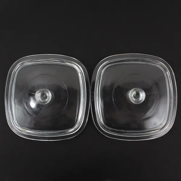 2 Vtg Pyrex Square Casserole Dish Replacement Lids P7C Clear Glass Handle
