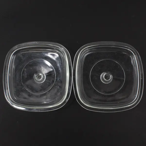 2 Vtg Pyrex Square Casserole Dish Replacement Lids P7C Clear Glass Handle