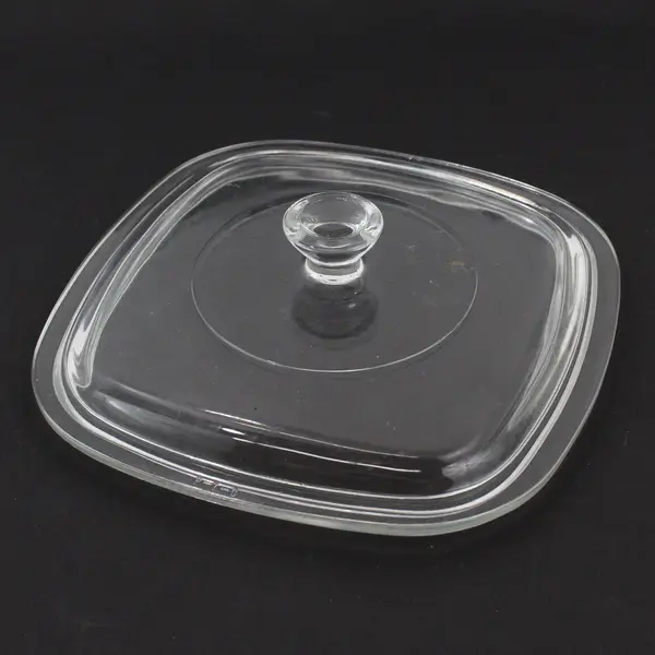 2 Vtg Pyrex Square Casserole Dish Replacement Lids P7C Clear Glass Handle