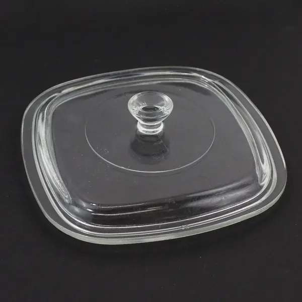 2 Vtg Pyrex Square Casserole Dish Replacement Lids P7C Clear Glass Handle