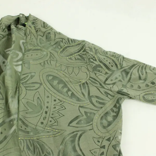  Shannon Ford Sheer Green and Gold 3/4-Sleeve Shrug Women's Medium