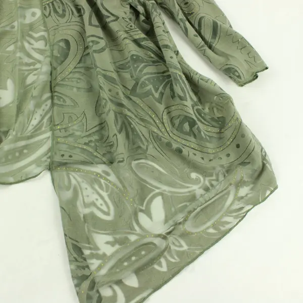 Shannon Ford Sheer Green and Gold 3/4-Sleeve Shrug Women's Medium