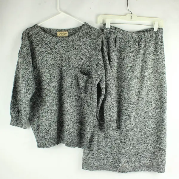 Vintage Jaime Alan Black and White Marled Acrylic Knit Set Women's Medium