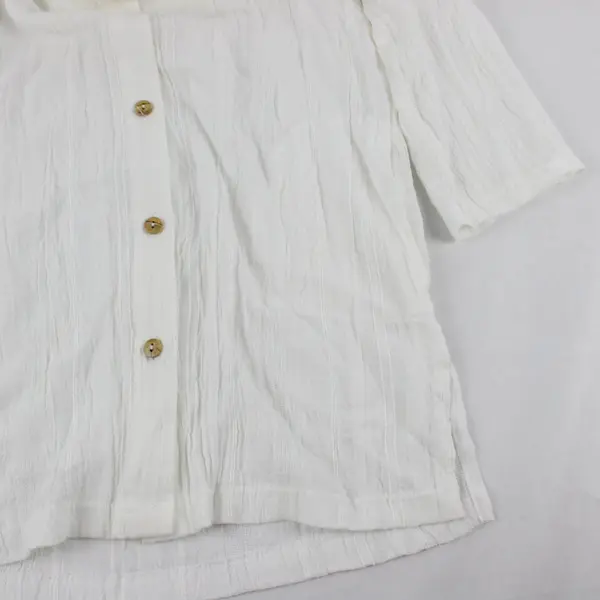 Dotti Sheer White Button-Front Hooded Cotton Beach Coverup Women's Medium