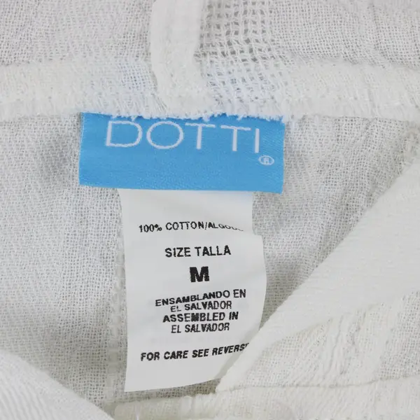 Dotti Sheer White Button-Front Hooded Cotton Beach Coverup Women's Medium