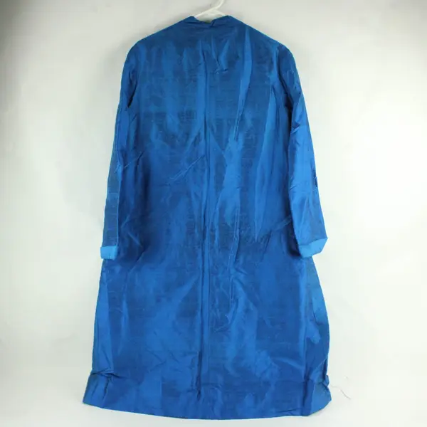 Handmade Shimmery Blue Open Front Raw Silk Coat Womens Plus Est 2X