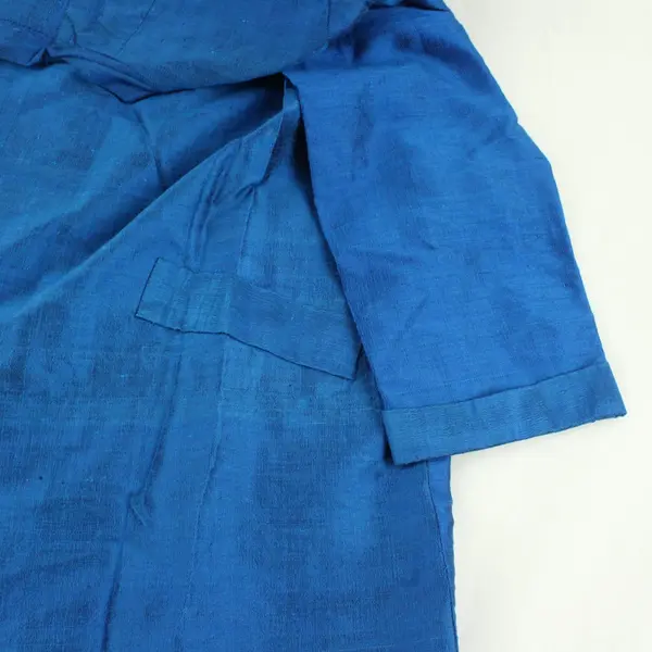 Handmade Shimmery Blue Open Front Raw Silk Coat Womens Plus Est 2X