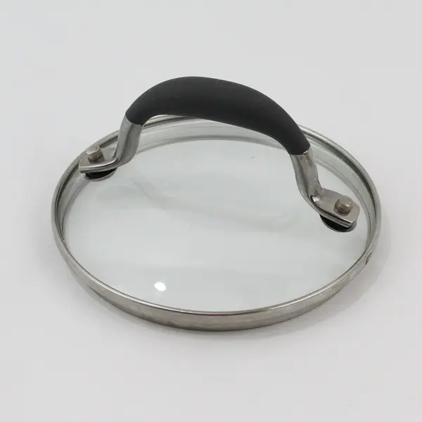 Lot of 2 Glass Replacement Saucepan Lids Black Handles 5.75in 6.75in