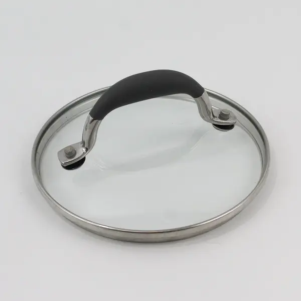 Lot of 2 Glass Replacement Saucepan Lids Black Handles 5.75in 6.75in
